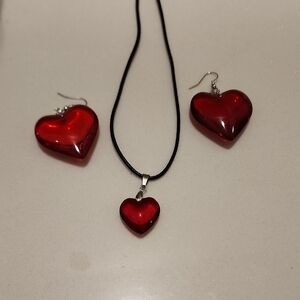 Heart-Shaped Red Jewelry Set